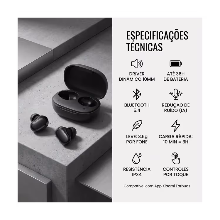Fone de Ouvido sem Fio Xiaomi Redmi Buds 6 Play