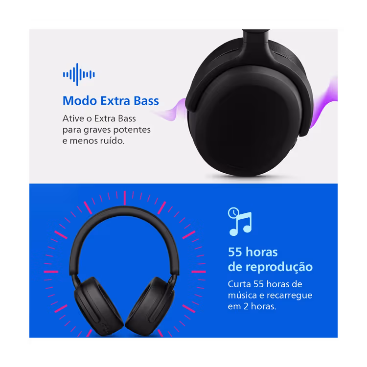 Fone de Ouvido sem Fio Philips TAH 2300BK/00